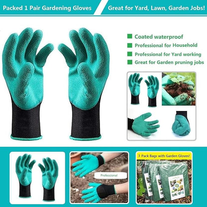 Standard 3-Pack 16 Gallons Yard Garden Bags (D18,H15 inch) W/Gardening Gloves, Reusable Leaf Bags,Grass Clippings,Lawn Debris Bag,Laundry Container,Patio Trash Bin,Yard Waste Bags,Weeds Bag 4 handles