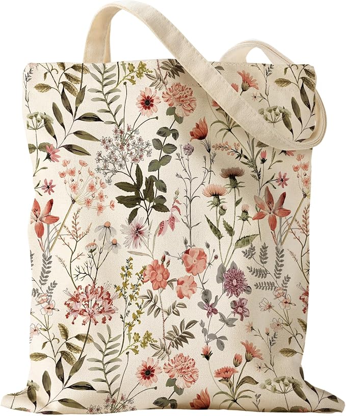 Miss Adola Aesthetic Canvas Tote Bag for Women - Sturdy Cloth Cotton Totes Bag with Pattern Shoulder Bag