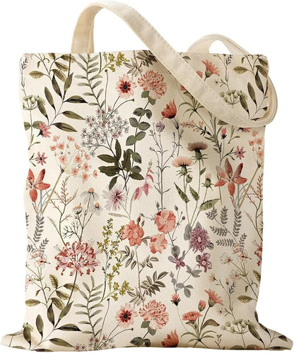 Miss Adola Aesthetic Canvas Tote Bag for Women - Sturdy Cloth Cotton Totes Bag with Pattern Shoulder Bag