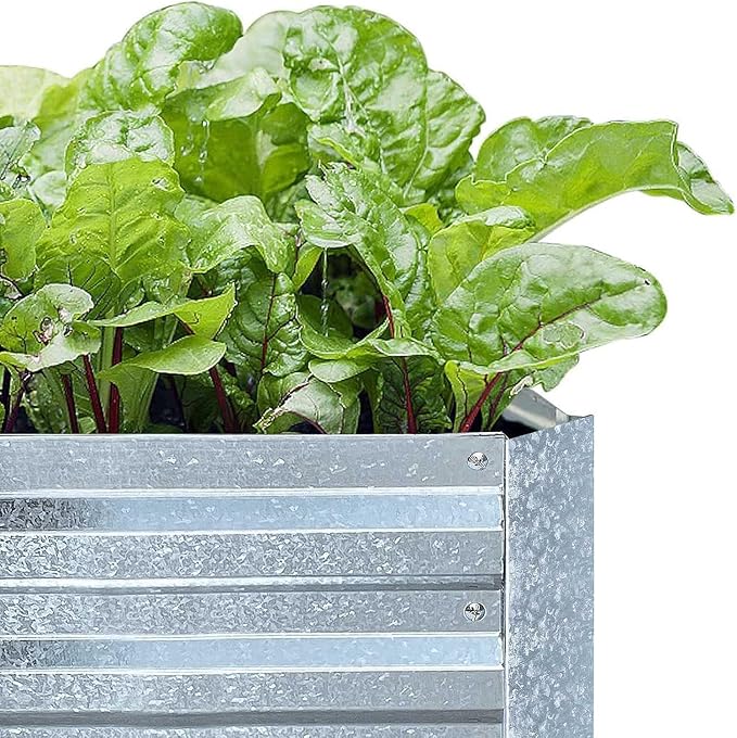 Galvanized Raised Garden Beds 2-Pack (8x4x1ft Each) – Flat Panel Design with 4 Support Bars, Heavy-Duty Metal Planter Box for Vegetables, Herbs, Flowers, Budget-Friendly Steel Garden Kit