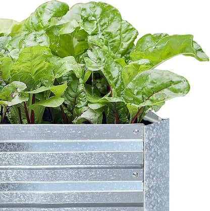 Galvanized Raised Garden Beds 2-Pack (8x4x1ft Each) – Flat Panel Design with 4 Support Bars, Heavy-Duty Metal Planter Box for Vegetables, Herbs, Flowers, Budget-Friendly Steel Garden Kit