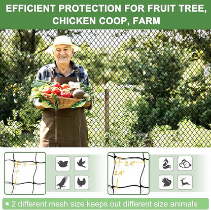 Bird Netting - 50' x 50' Garden Netting with 1' Square Mesh for Chicken, Protect Blueberries, Fruit Trees from Deer, Squirrel for Farm, Orchard