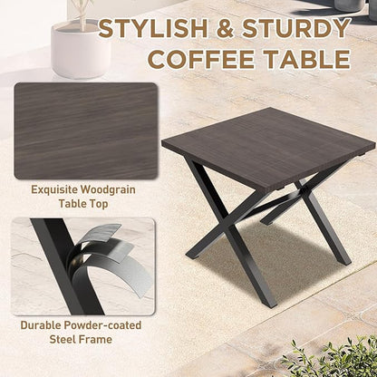 COOS BAY Lanai Chic 3 Piece Outdoor Bistro Set, Small Patio Conversation Set, Outdoor Patio Furniture, 2 Swivel Rockers and Side Table, Brown/Beige