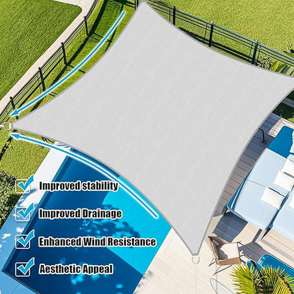 Amagenix Sun Shade Sail 10'X18' Curved Edge Outdoor Shade Canopy Light Grey Breathable 95% UV Block Shade Cloth for Patio Garden Backyard (We Make Custom Size)