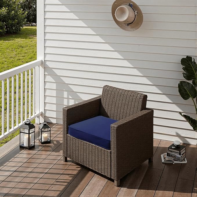 PatioGlow Outdoor Chair Cushions 22 x 22 x 3 Inch, Waterproof & Fade Resistant Patio Seat Cushion for Furniture with Handle and Ties, Thick Seating Pads for Outside Sofa Couch Set of 2, Dark Blue