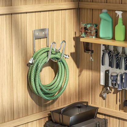 Stainless Steel Garden Hose Holder - Silver SS304 Water Hose Holder - Wall Mounted Hose Hanger Heavy Duty for Water Hose Extension Cords Vacuum Hose, Anti-Rust (2 Pack)