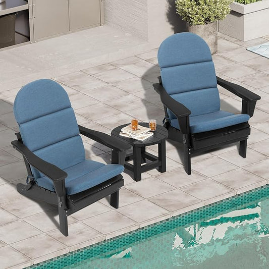 Crestlive Sunbrella Adirondack Chair Cushion, 50 x 19.6 inch, Water Repellent, Fade Resistant, High Back Outdoor Chair Cushion for Patio, Denim Blue