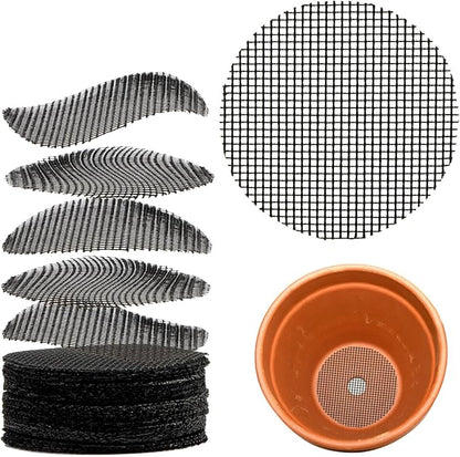 MAQIHAN 100 Plant Pots - Hole Mesh Pad Terrarium Potting Eye Mesh Mats Pot Substrate Barrier 2 Inch Net Bonsai Gardening Grid Ceramic Drainage Hole Mesh Screen Prevent Soil Leaking