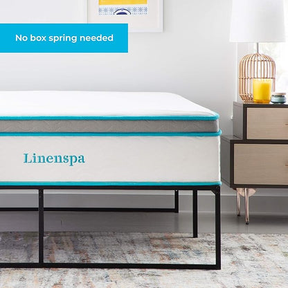 Linenspa Folding Metal Platform Bed Frame - Easy Assembly - Sturdy Steel - No Box Spring Needed - Underbed Storage - Mattress Foundation - 14" High - Traditional Design - Full Size