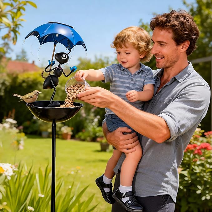 Solar Bird Feeders for Outdoors, Ants Garden Decor, Decorative Wildbird Cardinals Hummingbirds Feeders Lights with Stand, Gifts for Women Mom Outside Yard Path Lawn Omaments Decoration