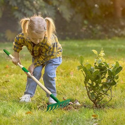 Kids Gardening Tools Set,7Pcs Gardening Set for Kids with Shovel, Rake, Leaf Rake,Summer Outdoor Backyard Farm Digging Weed Toys Beach, Sand, Garden Play Set Birthday Gift for Boys Girls