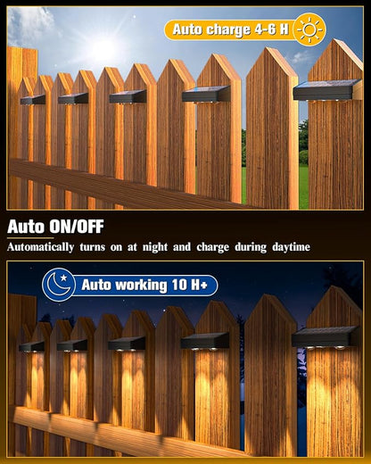 JOFIOS Solar Fence Lights 12 Pack, 50 Lumens Outdoor Fence Solar Lights with 12 Modes RGB Color Glow LED Solar Lights Outdoor Waterproof, Solar Lights for Patio, Backyard, Deck, Fence, Railing.