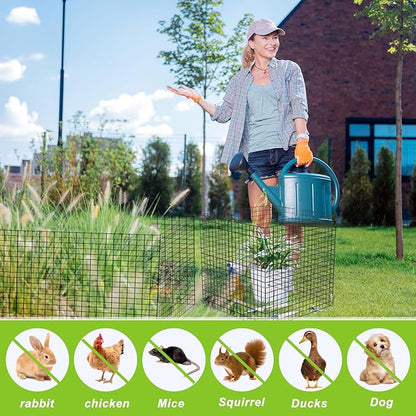 Zubebe 14 Pack Small Wire Plant Protectors Square Plant Protectors from Animals Mesh Cage Chicken Wire Cloche for Shrubs and Vegetables with Ground Stakes and Nylon Ties (15 x 16 Inch)