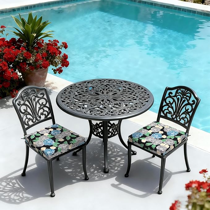 LVTXIII Outdoor Chair Cushions, Water Repellent Patio Furniture Cushions Outdoor Chair Pads with Ties for Dining Chairs and Garden Furniture, 22"x22"x3" Set of 2, Peony Garden