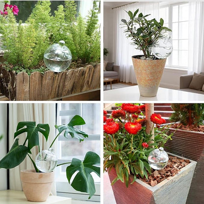 4 Pack Plant Watering Globes with Covers 17oz Self Watering Planter Insert, Plastic Water Bulbs, Indoor/Outdoor Plant Watering Devices for Automatic Drip Irrigation