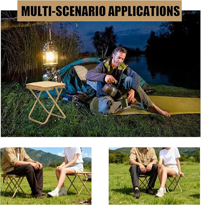 Rugged Portable Folding Stool - 12 Inch Compact Camping Seat for Outdoor, Hiking, Fishing & Gardening, Supports 220LB with Carry Bag