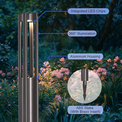 Energetic Low Voltage Landscape Lighting, IP65 Waterproof LED Pathway Lighting, Aluminum Outdoor Landscape Path Lights for Garden, 12-24V AC/DC Walkway Lights, 3000K Warm White, Bronze, 6 Pack