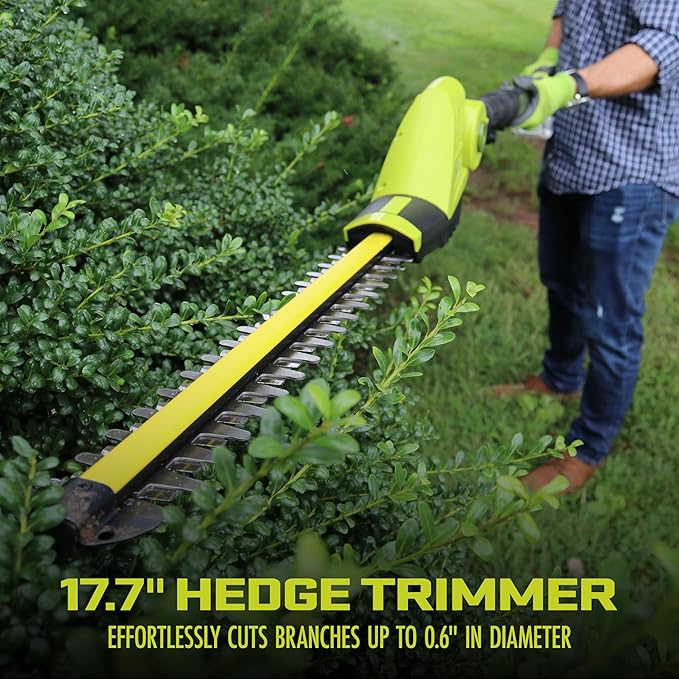 Sun Joe Cordless Lawn Care System, Grass & Hedge Trimmer Combo Power Tool Kit with 8” Pole Saw, Batteries & Charger - Heavy-Duty Trimming Machine Set for Lawn, Yard & Gardening Care, IONMAX GTS4002C