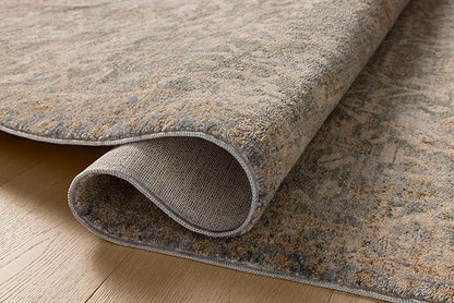 Loloi Magnolia Home by Joanna Gaines Junie Collection JUE-01 Blue/Natural 9'-6" x 9'-6", .38" Pile Height, Round Area Rug
