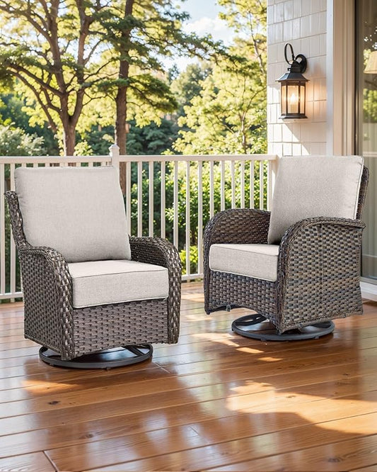 Luxury 22x24/22x25 6-Inch Patio Couch Cushions Set of 3 - Memory Foam Deep Seat Water-Resistant Patio Cushion for Lawn Dining Rocking Swivel Chairs Loveseat 3-Seater Sectional Sofa - Beige