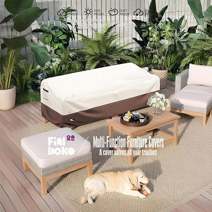 3-Seater Outdoor Couch Cover,79" Wx38 Dx35 H Patio Sofa Cover,100% Waterproof Heavy Duty Patio Furniture Covers,Beige&Brow