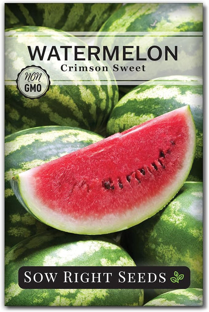 Sow Right Seeds - Crimson Sweet Watermelon Seeds for Planting - Non-GMO Heirloom Packet with Instructions to Plant a Home Vegetable Garden - Large Red Melon with Sweet Flesh - Summer Variety (1)