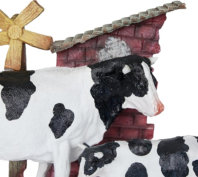 Alpine Corporation 11" Tall Outdoor Cow and Calf Statue, Stylish Weatherproof Garden Decor, Multicolor