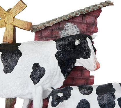 Alpine Corporation 11" Tall Outdoor Cow and Calf Statue, Stylish Weatherproof Garden Decor, Multicolor