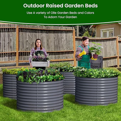 Olle 32" Tall, Metal Raised Garden Bed,Garden Beds Outdoor for Vegetables, Backyard Garden Kit, Raised Planter Box, Midnight Grey