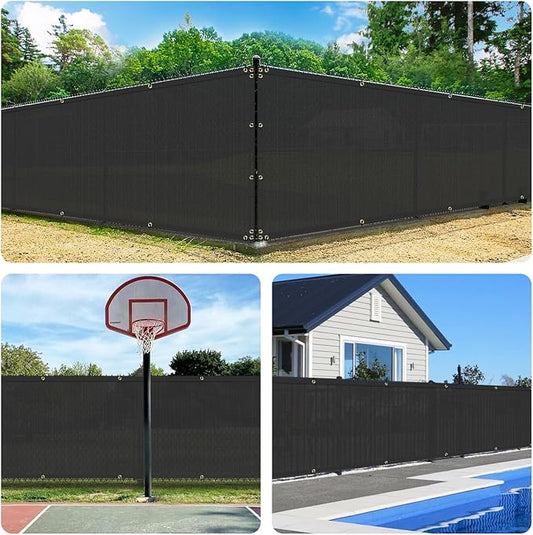 4'x242' Privacy Fence Screen Net Fencing 90% Privacy Blockage Windscreen Fence Cover with Copper Grommet for Patio Backyard Garden Swimming Pool, Zip Ties Included, Black