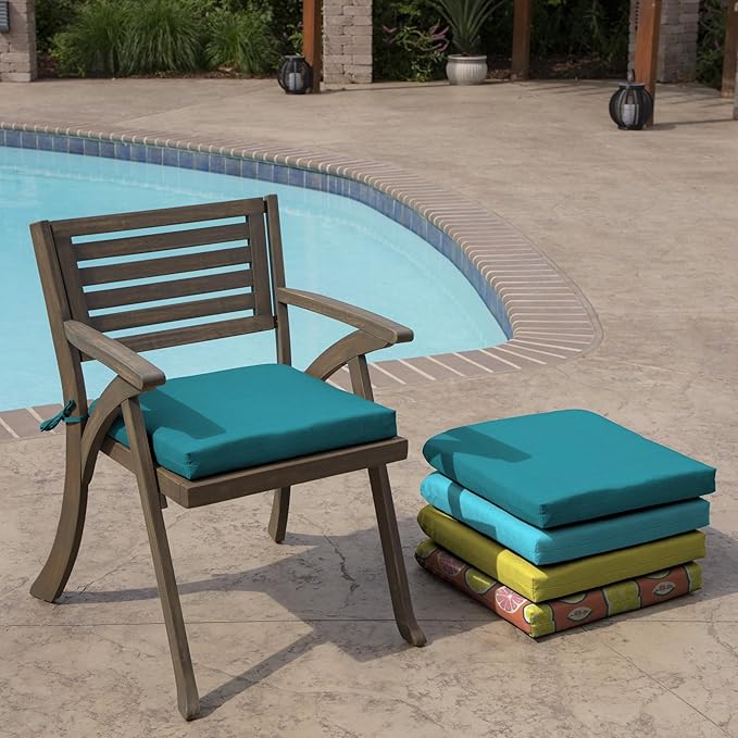 Arden Indoor/Outdoor Seat Or Rocking Chair Cushion, 19 x 18, Water Repellent, Rain Proof, Fade Resistant Cushion for Rocking Or Dining Chairs Lake Blue Leala