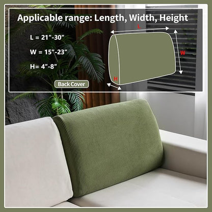 OHSIO Sectional Couch Covers, Wear Resistant Stretch Sofa Covers Washable Soft Couch Cushion Covers Anti Slip Furniture Protector Sofa Slipcovers for Pets (1 Piece Back Couch Cover, Green)
