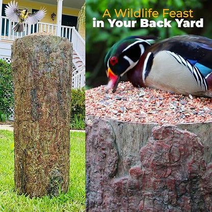 Nature's Feast Wild Bird, Squirrel & Critter Feeder. Tree Stand Buffet for Nature Lovers. Woodland Farmhouse Large Patio & Garden Platform.