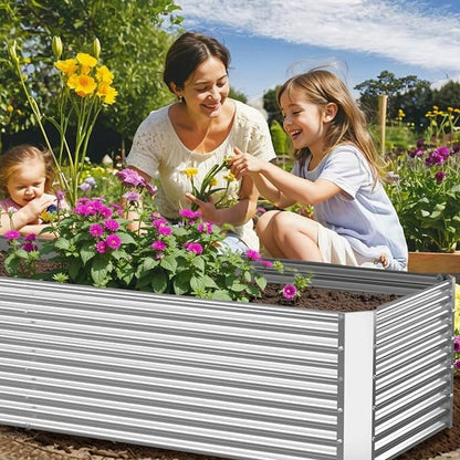 2 Pack Tall 6x3FT Corrugated Galvanized Steel Raised Garden Bed Outdoor, Metal Above Ground Garden Bed for Vegetables and Flowers, Rectangle Raised Beds for Gardening