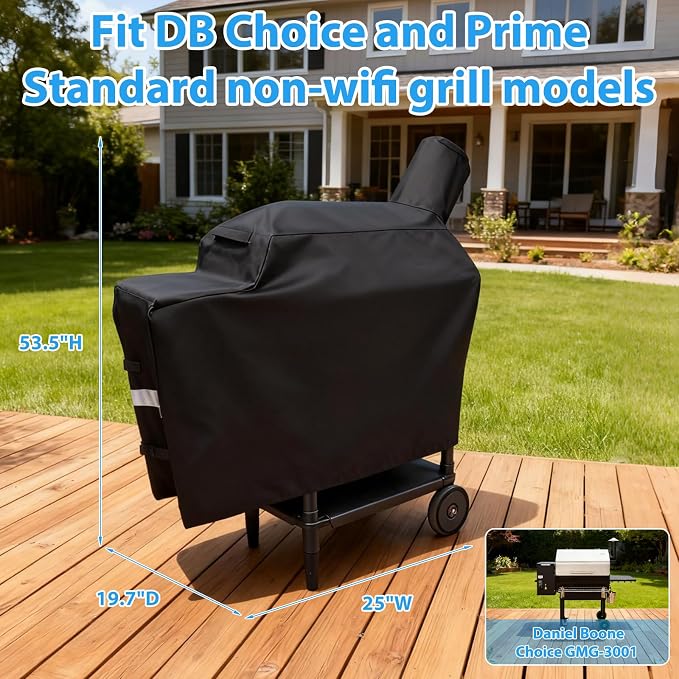 Utheer Grill Cover for Green Mountain Grill Daniel Boone Choice Grill, Heavy Duty 600D Waterproof Fabric Grill Cover for GMG-3001, Black