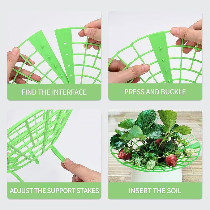 5 Packs Strawberry Supports - Reusable Strawberry Plant Stand Waterproof Growing Frame Plastic Fruit Tray Protectors Sturdy Strawberry Growing Racks to Keep Strawberries Off Mold, Rot and Dirt
