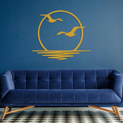 Sunrise Metal Wall Art, Sunset Metal Wall Decor for Living Room, Sunshine Line Art Home Decor Outdoor Indoor, Sun Design Modern Artwork for Walls, Abstract Sunset Wall Decor, Housewarming Gifts