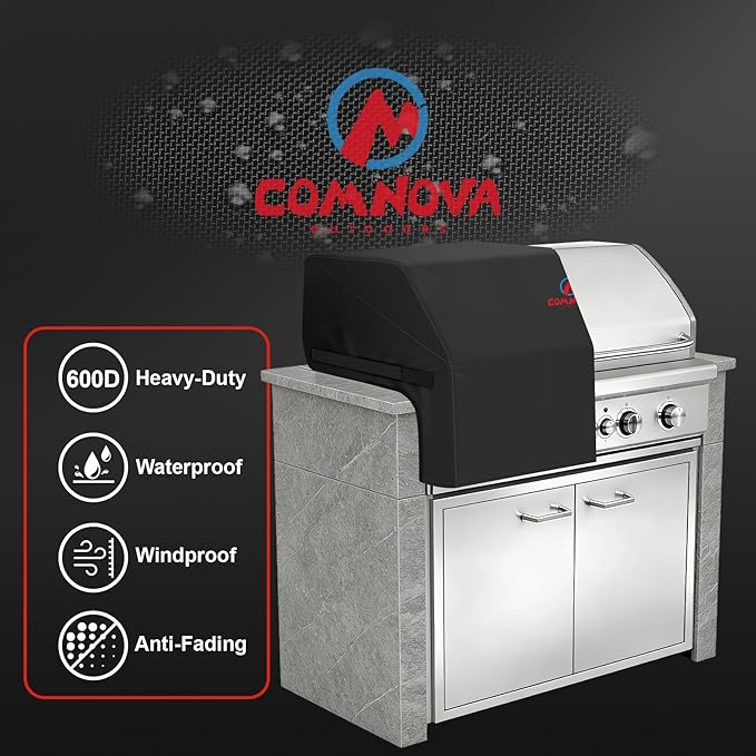 Comnova Built-in Grill Cover 37 Inch - 600D Island BBQ Grill Top Covers Heavy Duty & Waterproof, Premium Built in Barbecue Cover for Char-Broil, Napoleon, Weber, Bull and More - 37 x 27 x 24 Inch