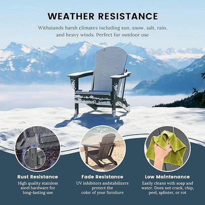 Westin Outdoors Laguna WO Home Outdoor Adirondack Folding Chair Lounger Seat Traditional Retro Home Furniture for Beach, Balcony, Backyard, Lawn, Patio, Pool, Deck, Garden (Gray)