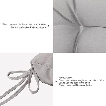 ARTPLAN Outdoor Chair Cushions,Set of 4,19"x19"x4" Patio Seat Pad Cushions with Ties,Wicker Tufed Outdoor Cushions for Patio Furniture,Grey