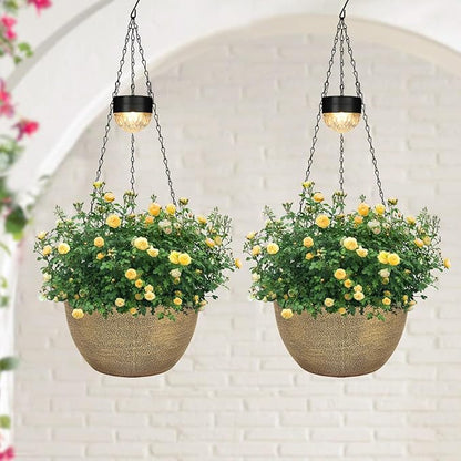 outdoor plants for hanging pots 2 Packs Hanging Planters Basket for Outdoor Plants, Solar Powered Self – LuxaLeaf