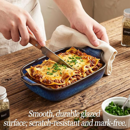 Ceramics Au Gratin baking Dishes Set of 2, Baking Tray Bake ware, 12.3 oz Ramekins, for Pie Pan, Appetizer, Tart, Dessert, Quiche, Oven Small dish, individual dishes, Rectangular 9 Inch