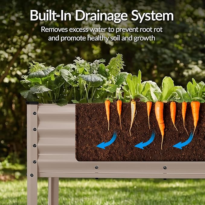 Best Choice Products 72x24x30in Non Toxic Galvanized Raised Garden Bed, Metal Elevated Planter Box, Vegetable Garden, 100% Non Toxic Materials - Taupe