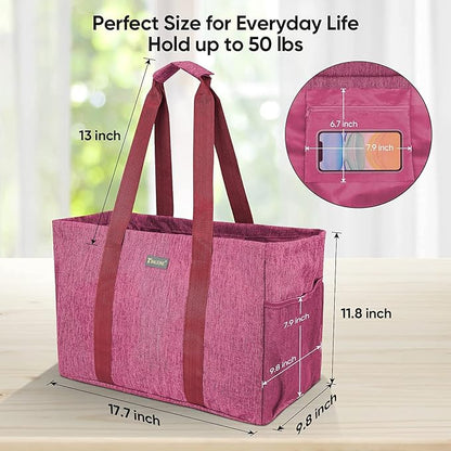 BALEINE Soft 9 Gallon Extra Large Utility Tote, Foldable Reusable Storage Bag (Berry Pink)