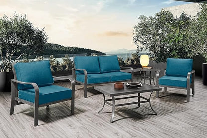 ARTPLAN Olefin 24x24 Deep Seat Patio Cushions for Outdoor Furniture,Extra 6 inch Thick,Back 18"x24",Removable,Replacement,Solid/Floral,Outdoor/Indoor,Peacock