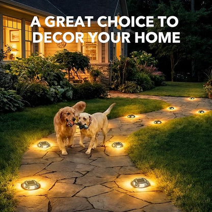 AGPTEK Solar Driveway Lights Outdoor 8 Pack, 2 Color Modes LED Deck Dock Marine Waterproof Driveway Marker Lights for Step Sidewalk Stair Garden Pathway Walkway Yard (Warm White/Cool White)