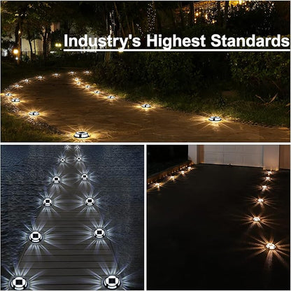VOLISUN Solar Deck & Driveway Lights, 12 Pack 2-in-1 Color (White/Warm White), Waterproof, Pathway Markers