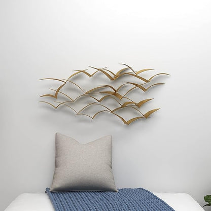 Deco 79 Metal Bird Home Wall Decor Foiled Flying Wall Sculpture, Wall Art 47" x 4" x 21", Gold
