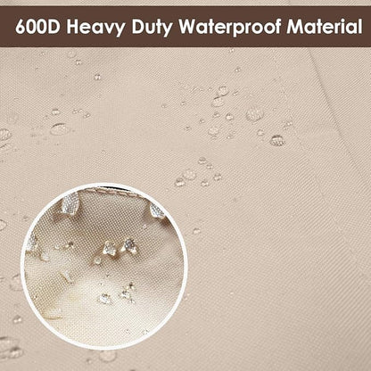 Vailge Heavy Duty Patio Sofa Cover, 100% Waterproof 3-Seater Outdoor Sofa Cover,Lawn Patio Furniture Covers with Air Vent and Handle,60"W x 35"D x 35" H,Beige&Brown