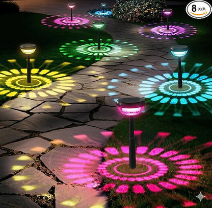 Ensenior 8 Pack Solar Pathway Lights, Multicolor & Warm White LED, IP65 Waterproof, Garden Back Yard Solar Lights Outdoor Decorative